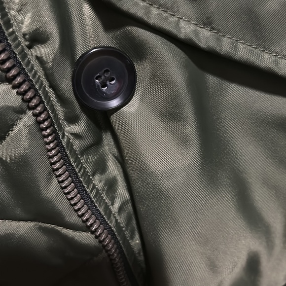 S13 New York army green pink faux fur collar puffer coat jacket - Picture 4 of 16